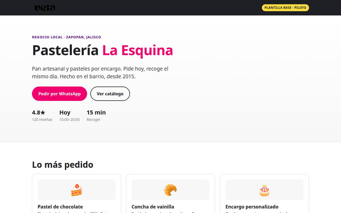 Demo de pastelería servida desde el servidor